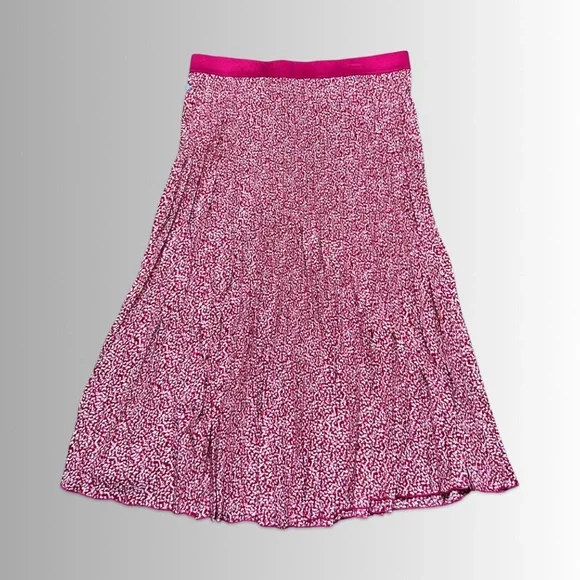 Vince Camuto Pleated Tea Length (MIDI) Pink Red & Ivory Skirt, Pull On, Size Lg - Picture 4 of 9